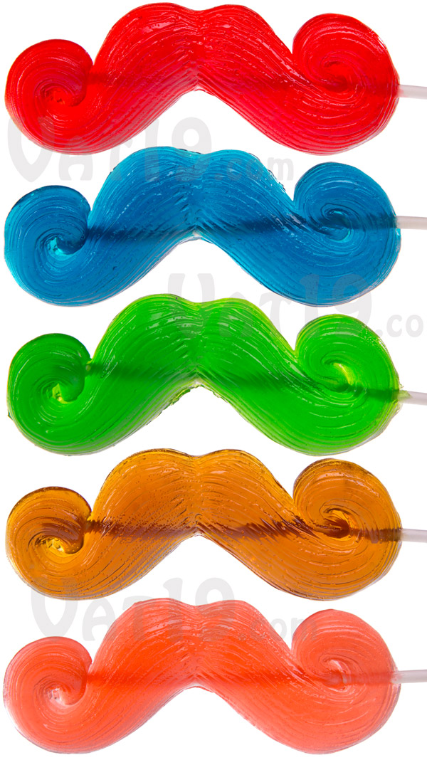 Choose from a variety of delicious flavors of gummy mustaches.