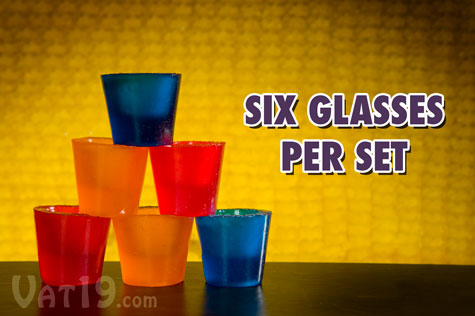 Each set includes six gummy shot glasses.