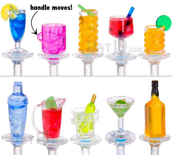 Each set includes 10 acrylic swizzle sticks.