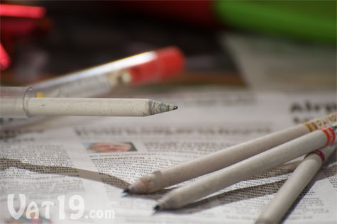 Holiday Smencils are made from recycled newspaper and then soaked in gourmet fragrances.
