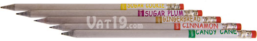 Holiday Smencils feature the following scents: sugar cookie, sugar plum, gingerbread, cinnamon, and candy cane.