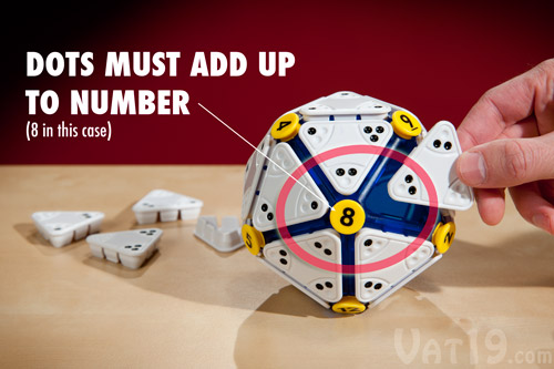 IcoSoKu challenges you to place puzzle tiles so that the numbered dots add up to the number buttons.