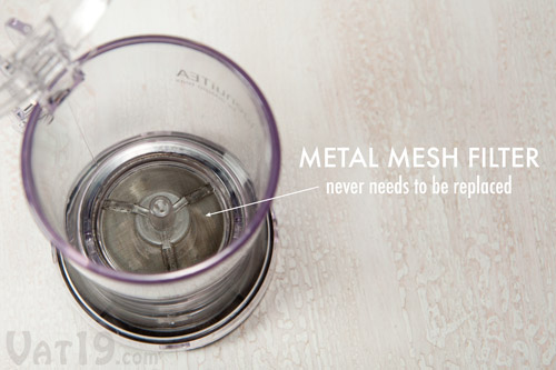 The metal mesh filter in the IngenuiTea never needs to be replaced.