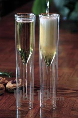 Inside Out Champagne Glasses are mouth-blown