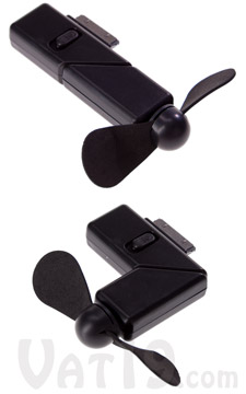 Pivoting head of iPhone Fan Attachment.