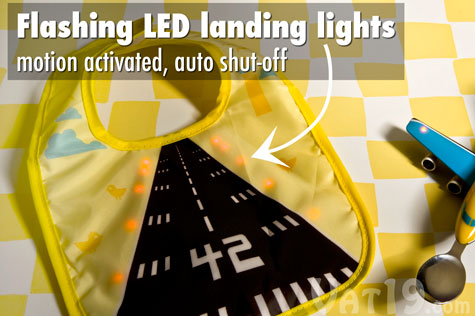JetBib features cycling runway LEDs.