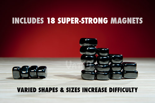 The Jishaku game includes 18 super-strong magnetic stones.