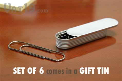 Set of 6 Jumbo Paper Clips in metal gift tin