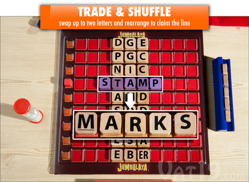 Swap up to two letters and rearrange them to claim a line.