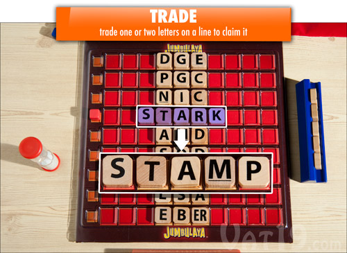 Swap out one or two letters on a line to claim it.