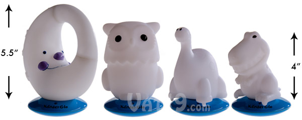 The KinderGlo kids night light is available in four different characters: quarter moon, owl, brontosaurus, and T-Rex.