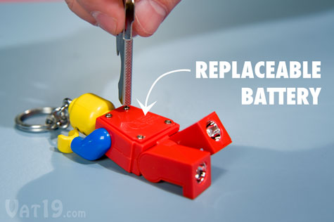 If the battery dies, simply unscrew the battery compartment to change.