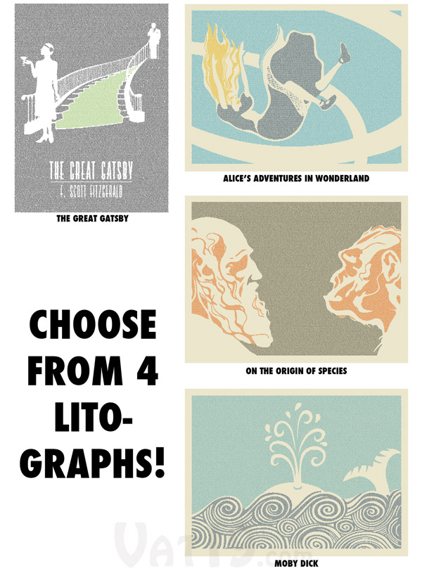 Litographs are available in a variety of famous works.