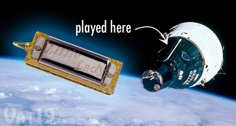 The Little Lady Harmonica was the first musical instrument played in Space.