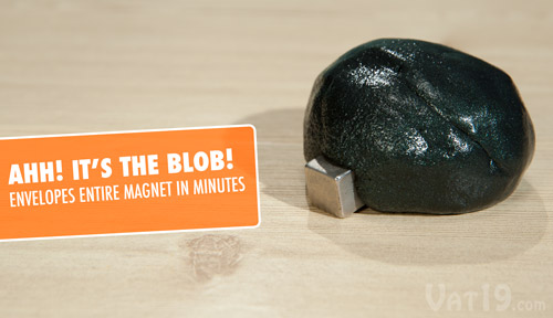 Super Magnetic Thinking Putty envelopes a magnet in a matter of minutes.