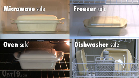 The Make and Take Baker is microwave-safe, dishwasher-safe, freezer-safe, and oven-safe.