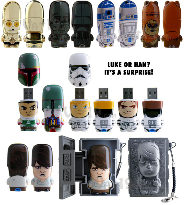 C-3P0, Darth Vader, R2D2, Wicket, Storm Trooper, Hans Solo, Boba Fett Star Wars USB Flash Drives