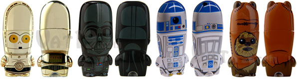 C-3P0, Darth Vader, and Wicket Star Wars USB Flash Drives
