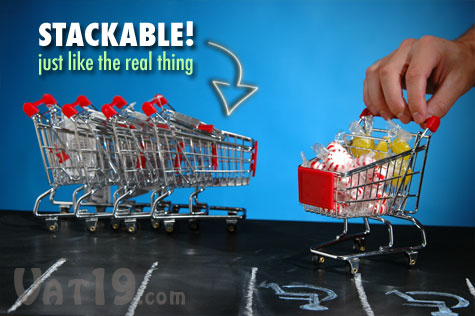 Our Mini Shopping Carts are stackable just like real shopping carts!