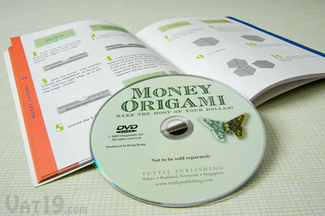 Learn how to fold money origami from both the illustrated booklet and instructional DVD included with the Money Origami Kit.