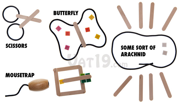 A few examples of building different words using the included build materials.