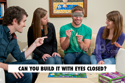 As the game progresses, challenges such as building the word with your eyes closed create new levels of hilarity.