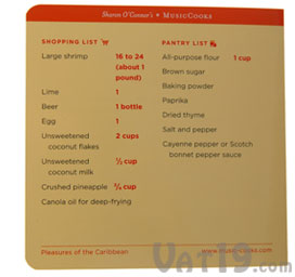 MusicCooks Recipe Card Back