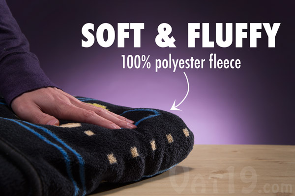 Pac-Man Fleece Blanket is made from 100% polyester.
