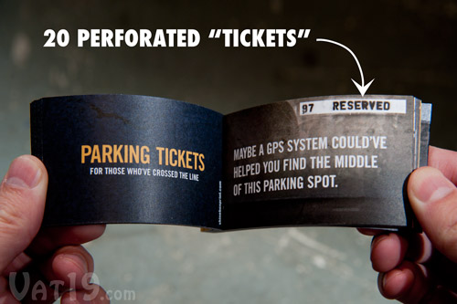 Each set of Parking Tickets includes twenty zingers.