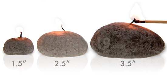 Pebble Candles are available in three sizes: small, medium and large.