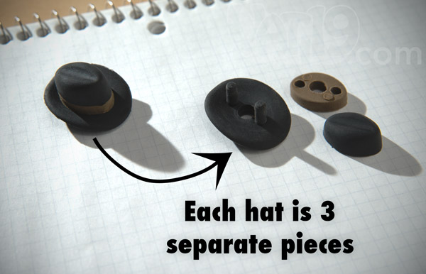 Each Pencil Eraser Hat is made from three separate pieces.