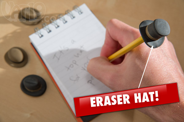 Pencil Eraser Top Hat fits any standard size pencil.