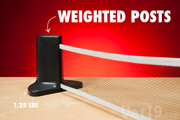 Pongo's weighted posts ensure the net is always taut.