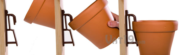 The Pot Latch flower pot hanger makes it easy to hang pots on any vertical surface.