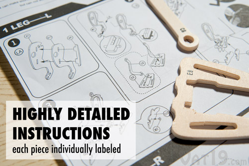 Detailed instructions are included with the Remote Control Robotic Wooden Dinosaur.