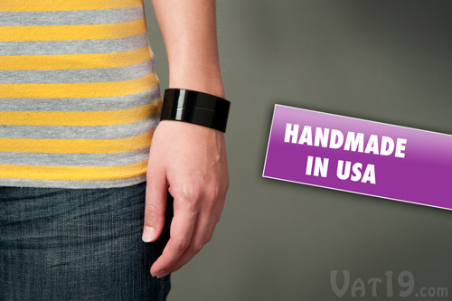 The Recycled Vinyl Record Bracelet is handmade in the USA.