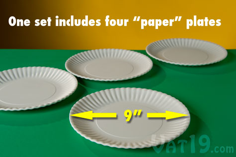 Reusable Paper Plates are sold in sets of 4 plates.
