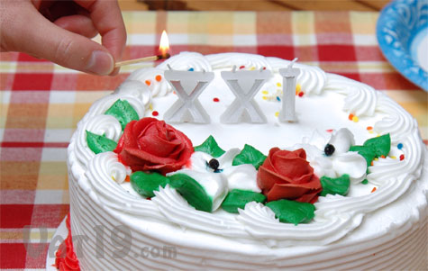 Roman Numeral Candles on a Cake