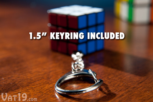 The Rubik's Cube Keyring includes a 1.5 inch long keychain.