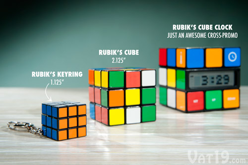 The Rubik's Cube Keyring is roughly half the size of the original.