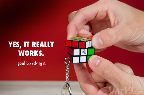 The miniature Rubik's Cube plays exactly the same as the original.