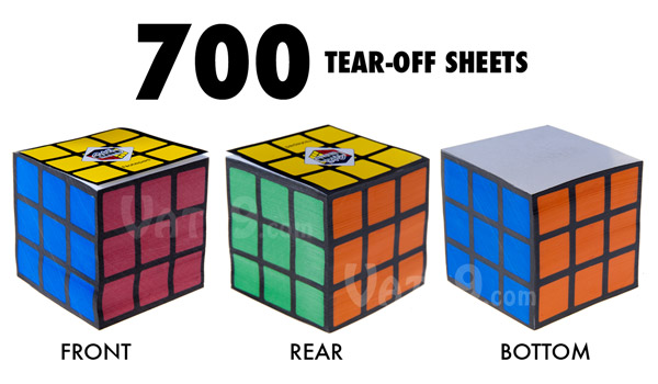 The Rubik's Cube Notepad features 700 tear-off sheets.