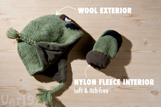 Sesame Street Knit Wits feature a wool exterior and a soft fleece lining.