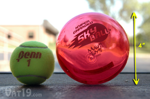 The SkyBall is 4 inches in diameter.