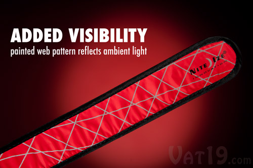 The SlapLit LED Slap Bracelet features a passive reflective spiderweb design.