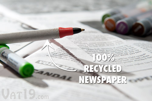 The barrel of the Smen is made from 100% recycled newspaper.