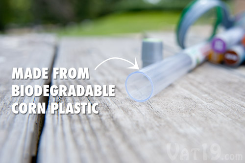 Each Smen is packaged in a freshness tube made from biodegradable corn plastic.