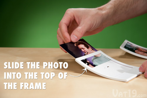 Simply slide your cropped photo into the top of the Snap Frame.
