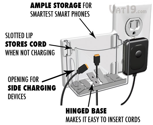 The Socket Pocket Cell Phone Organizer has plenty of room to store your smart phone and its charging cord.