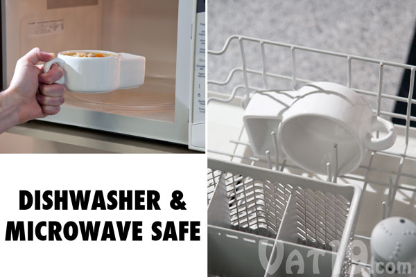 Soup and Cracker Mugs are dishwasher and microwave safe.